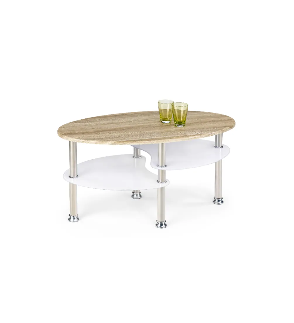 Ława MEDEA 90 cm w kolorze dąb sonoma z dodatkiem koloru białego