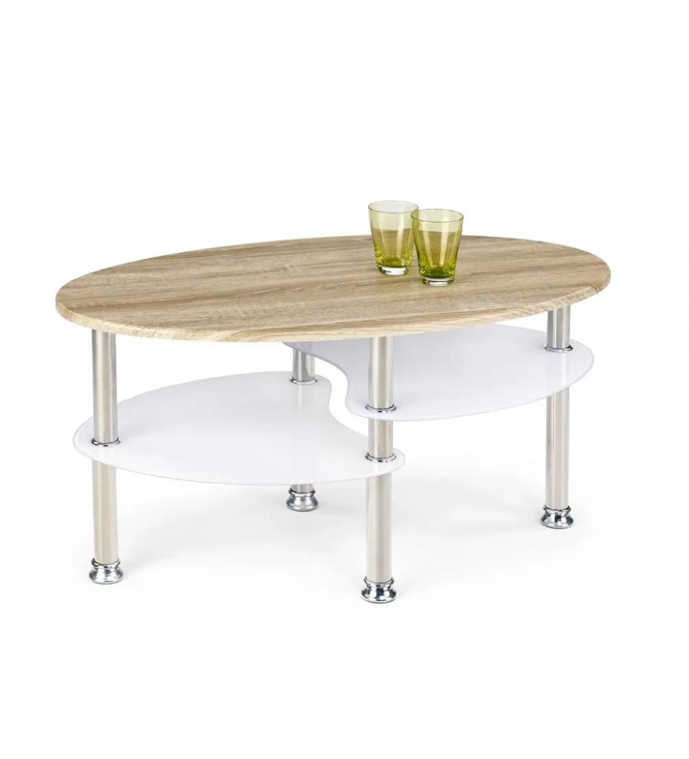 Ława MEDEA 90 cm w kolorze dąb sonoma z dodatkiem koloru białego