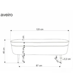 Ławka AVEIRO 120 cm z pojemnikiem Bouclé kremowa
