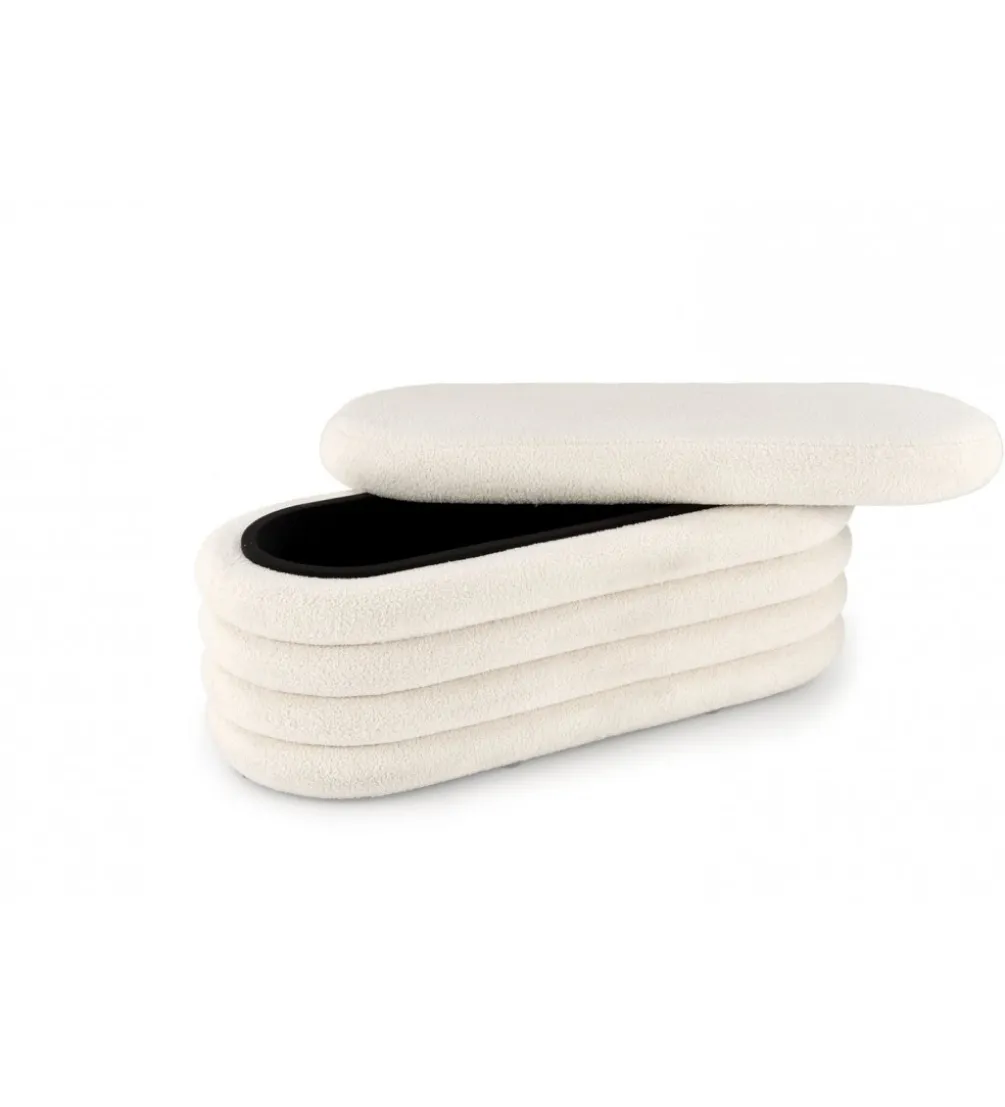Ławka BLISS 105 cm bouclé kremowe z pojemnikiem