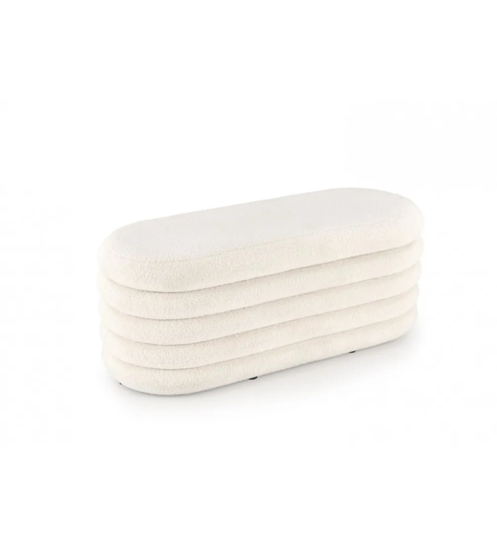 Ławka BLISS 105 cm bouclé kremowe z pojemnikiem