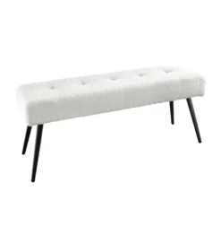 Ławka BOUTIQUE 100 cm tkanina bouclé biała