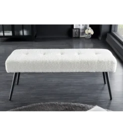 Ławka BOUTIQUE 100 cm tkanina bouclé biała