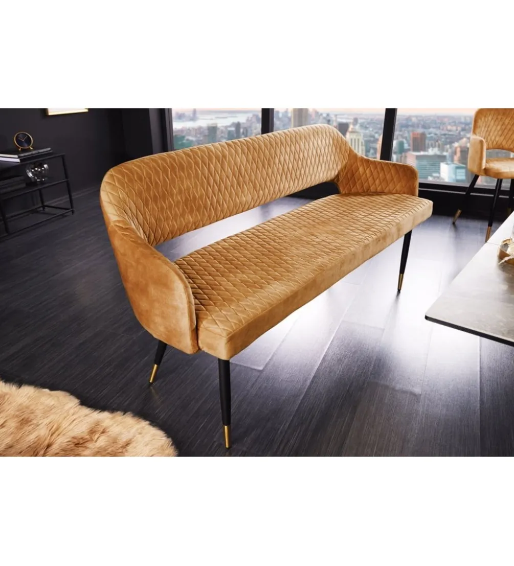 Ławka ETIENNE Paris 162 cm ciemna musztarda