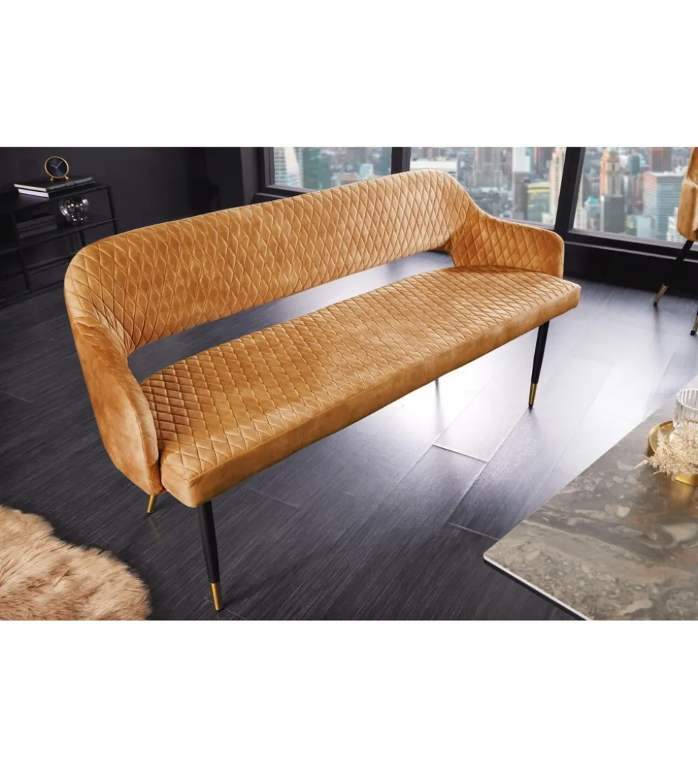 Ławka ETIENNE Paris 162 cm ciemna musztarda