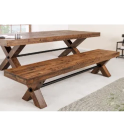 Ławka GOLIATH 180 cm drewno sosny naturalny czarny