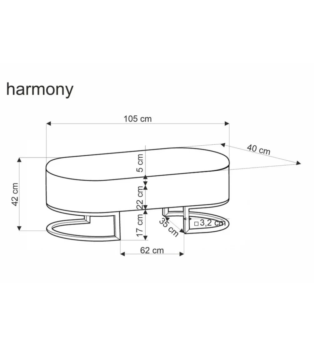 Ławka HARMONY 105 cm z pojemnikiem pepitka czarno biała