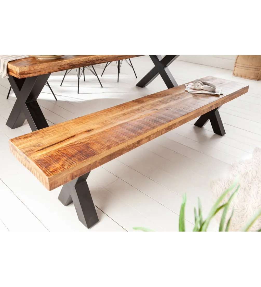 Ławka Iron Craft X 160 cm drewno Mango
