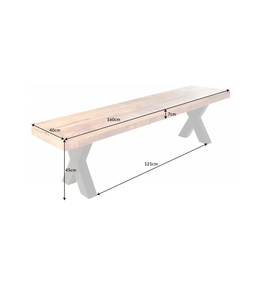 Ławka Iron Craft X 160 cm drewno Mango