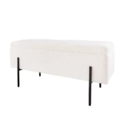 Ławka LOFT z szafką 100 cm bouclé biała