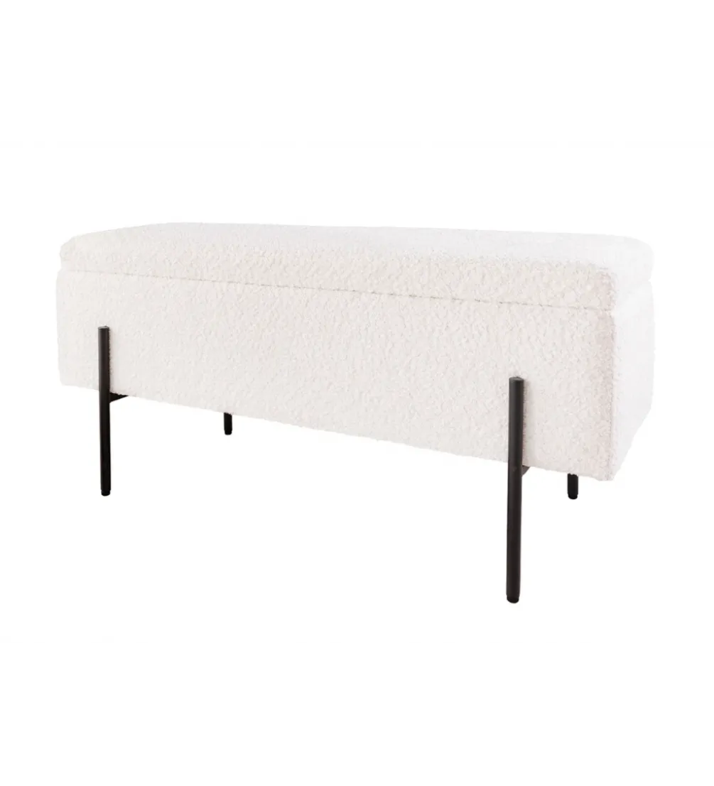 Ławka LOFT z szafką 100 cm bouclé biała