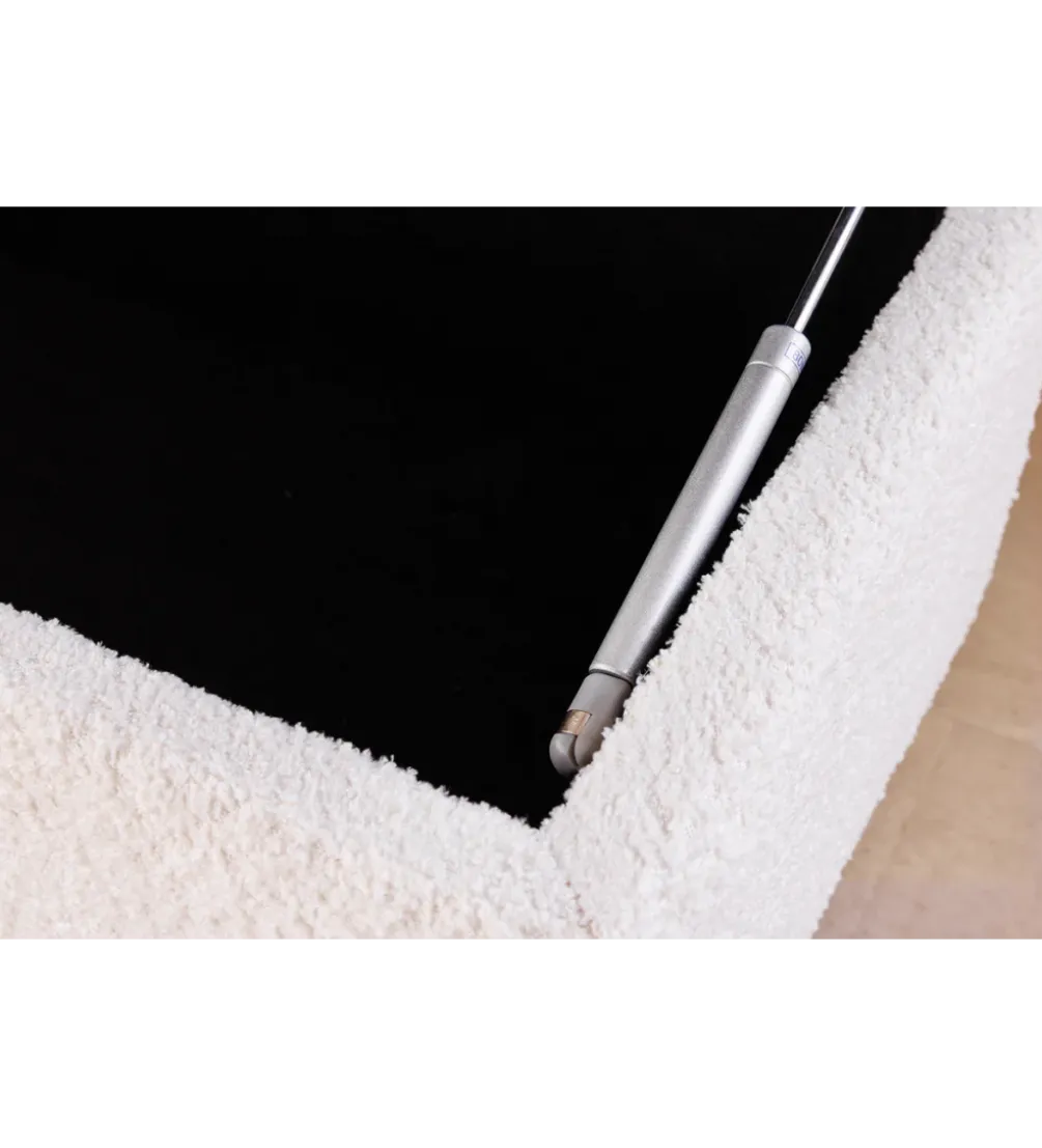 Ławka LOFT z szafką 100 cm bouclé biała