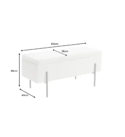 Ławka LOFT z szafką 100 cm bouclé biała