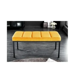 Ławka OLIWIA II 80 cm sztruks musztardowo- żółta