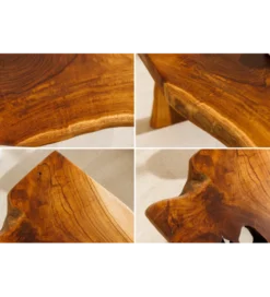 Ławka ROOT 100 cm drewno teak naturalny brąz