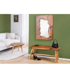 Ławka ROOT 100 cm drewno teak naturalny brąz