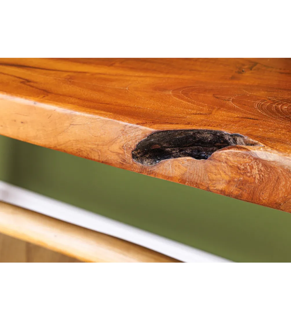 Ławka ROOT 100 cm drewno teak naturalny brąz
