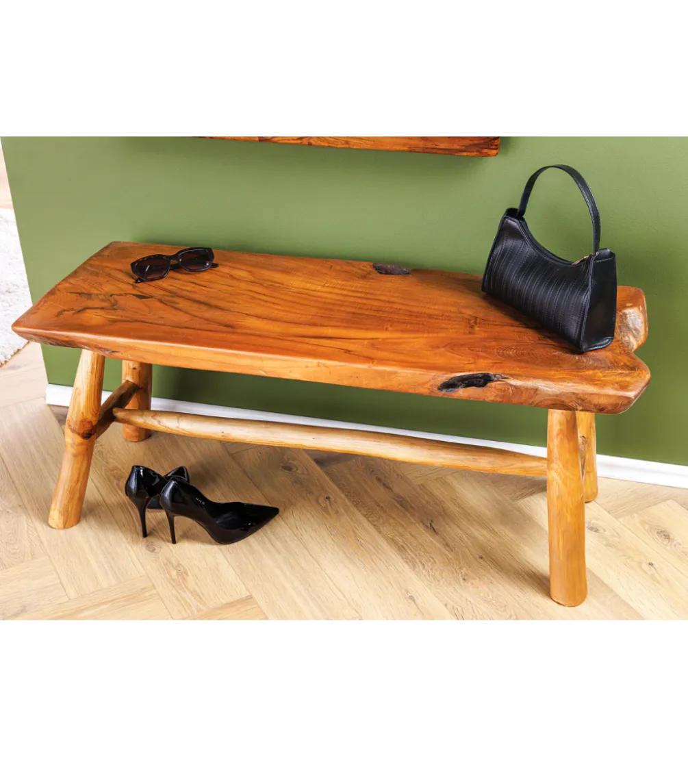 Ławka ROOT 100 cm drewno teak naturalny brąz