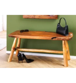 Ławka ROOT 100 cm drewno teak naturalny brąz