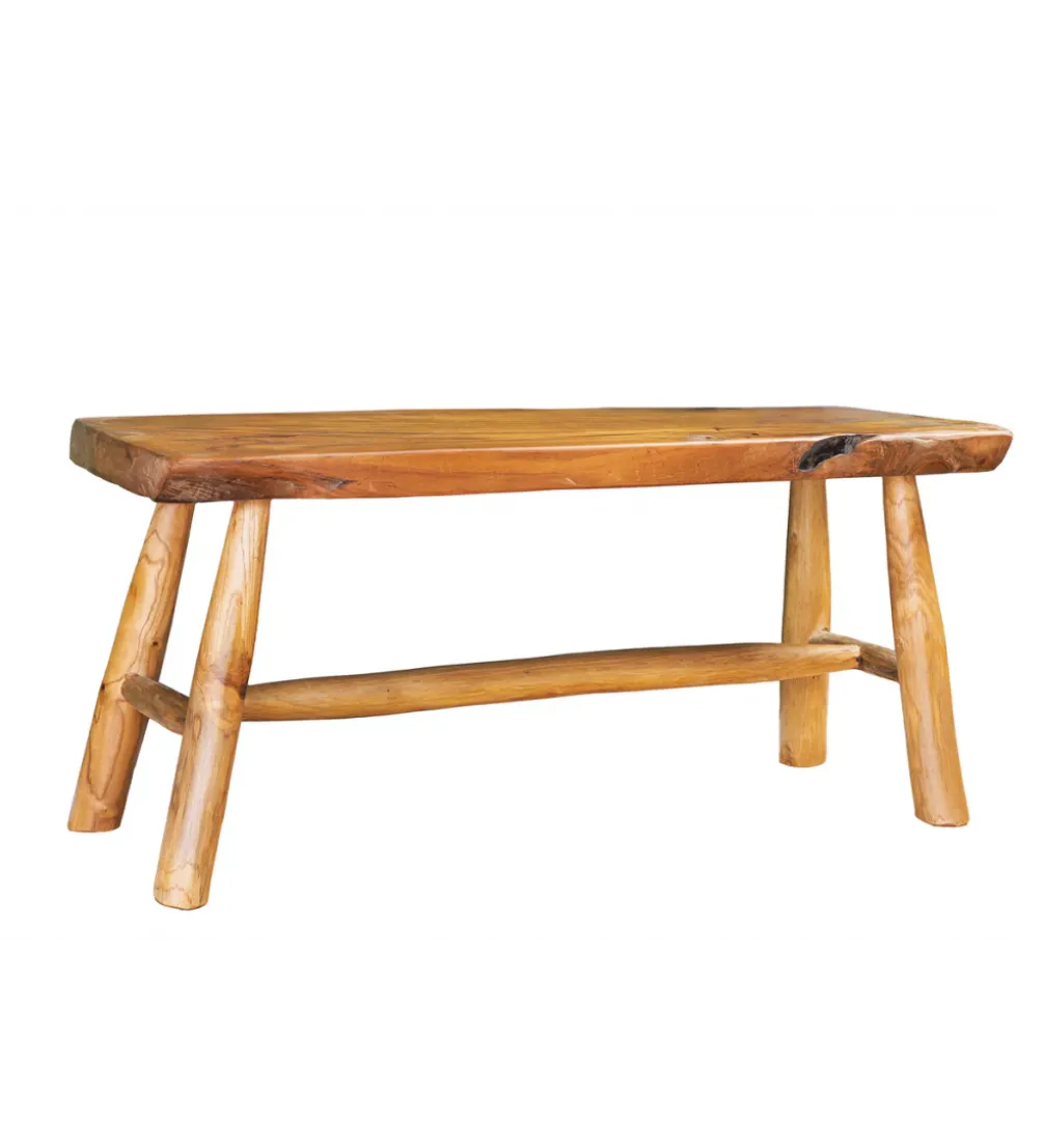 Ławka ROOT 100 cm drewno teak naturalny brąz