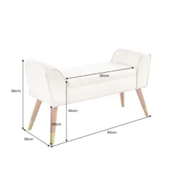 Ławka SCARLETT 90 cm tkanina bouclé antracyt