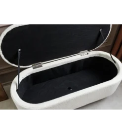 Ławka VOQUE 110 cm z pojemnikiem Bouclé kremowo biała