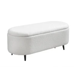 Ławka VOQUE 110 cm z pojemnikiem Bouclé kremowo biała