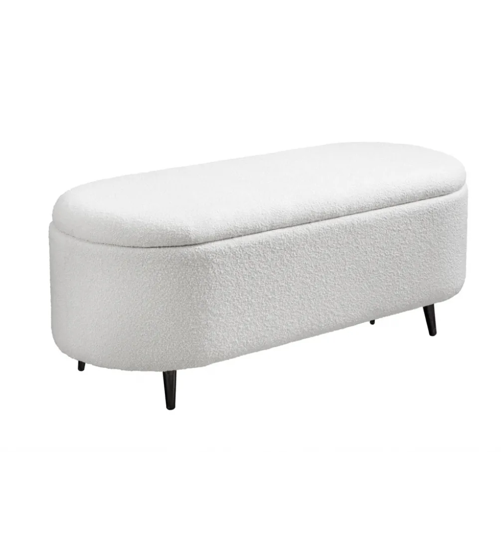 Ławka VOQUE 110 cm z pojemnikiem Bouclé kremowo biała