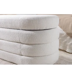 Ławka VOQUE 115 cm z pojemnikiem Bouclé kremowo biała