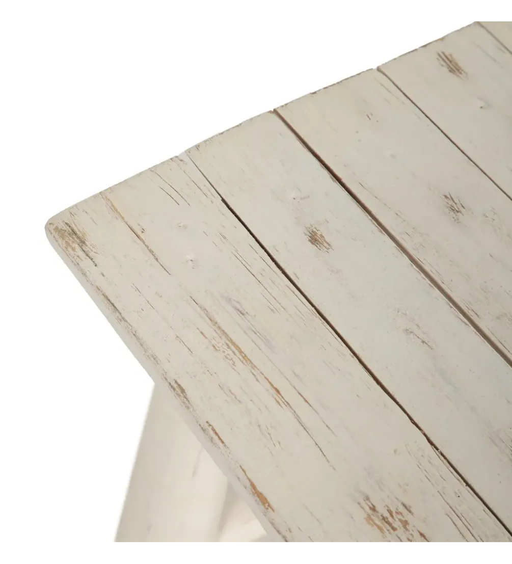 Ławka WORN 120 cm drewno teak bielona