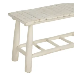 Ławka WORN 120 cm drewno teak bielona