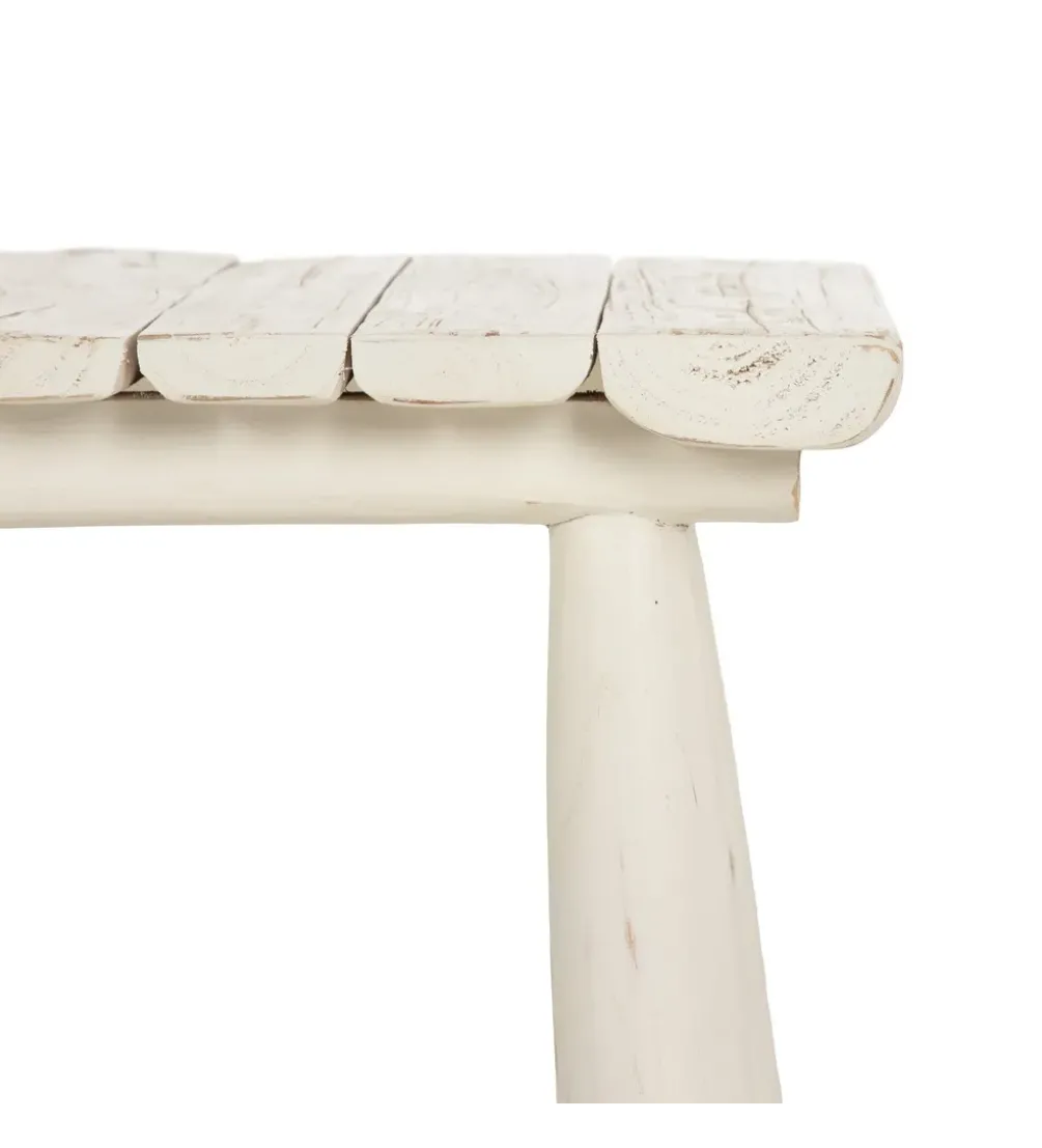 Ławka WORN 120 cm drewno teak bielona