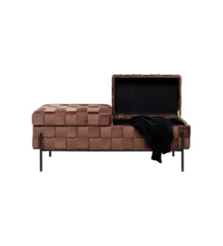Ławka ze schowkiem WEAVE 121 cm mocca