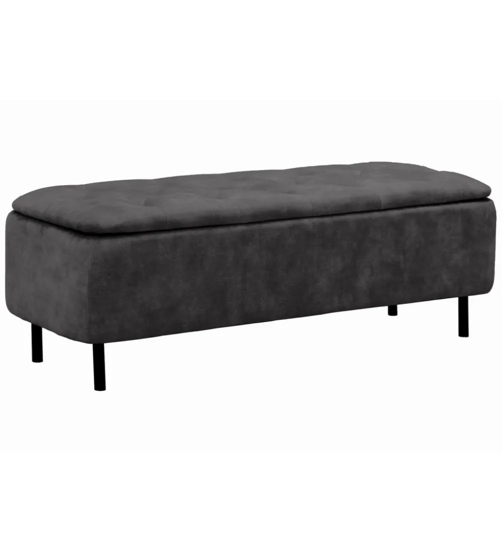 Ławka z schowkiem EN VOUGE 120 cm welwet szary