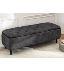 Ławka z schowkiem EN VOUGE 120 cm welwet szary