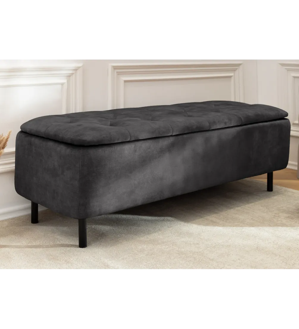 Ławka z schowkiem EN VOUGE 120 cm welwet szary