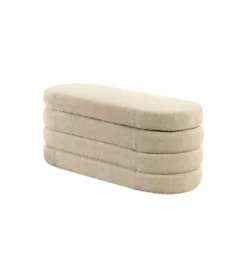 Ławka z schowkiem VOQUE 115 cm bouclé taupe