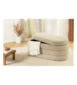Ławka z schowkiem VOQUE 115 cm bouclé taupe