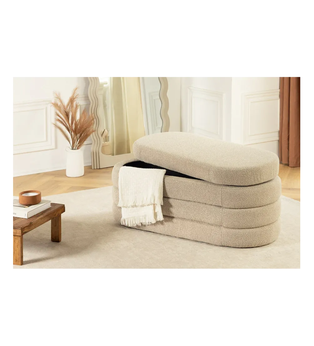 Ławka z schowkiem VOQUE 115 cm bouclé taupe