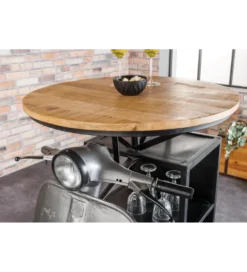 Barek stolik kawowy SCOOTER 120 cm blat drewno mango