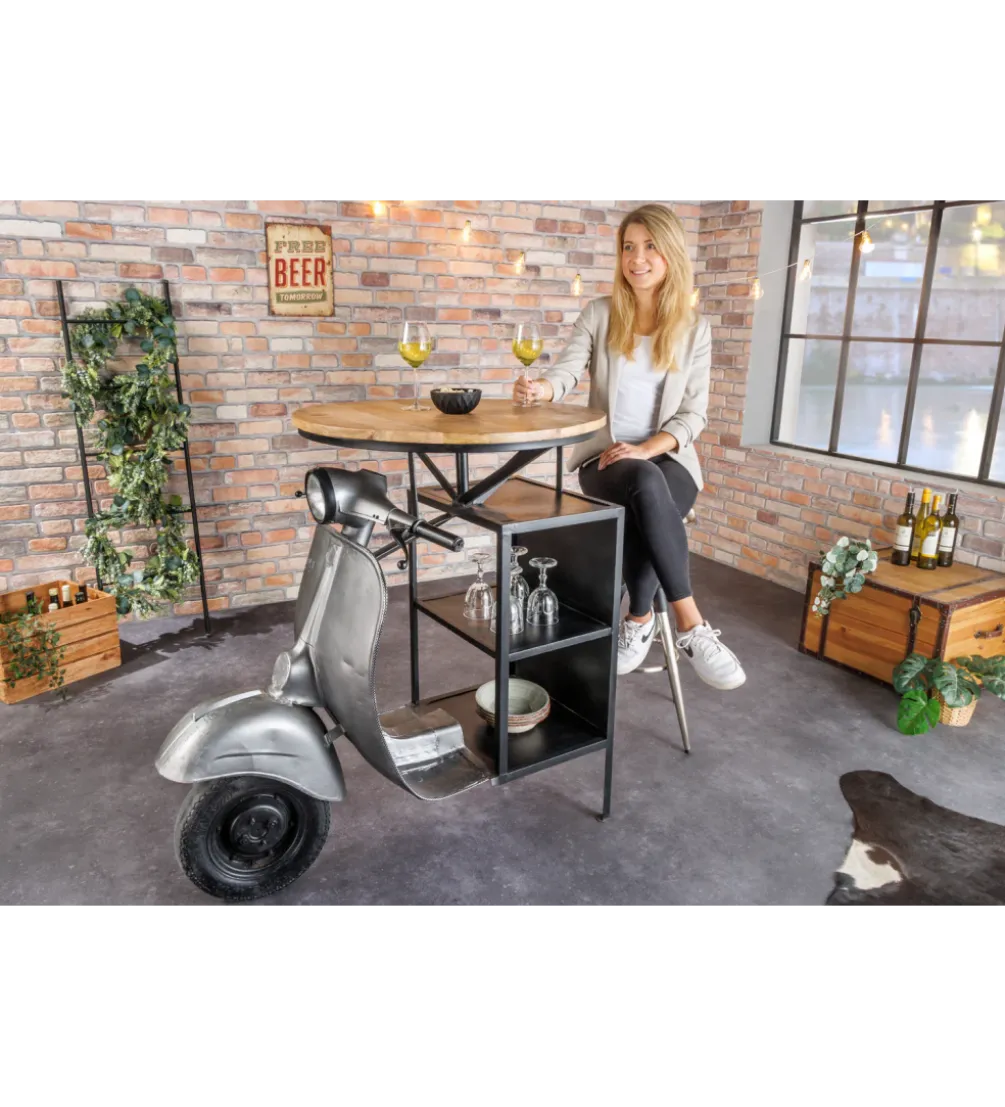 Barek stolik kawowy SCOOTER 120 cm blat drewno mango