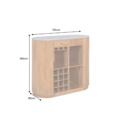 Barek wyspa TRES CHIC 120 cm drewno mango blat marmur