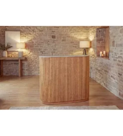 Barek wyspa TRES CHIC 120 cm drewno mango blat marmur