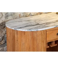 Barek wyspa TRES CHIC 120 cm drewno mango blat marmur