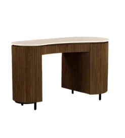 Biurko BRIX DEXTER 136 cm drewno mango brązowe kamień bottecino