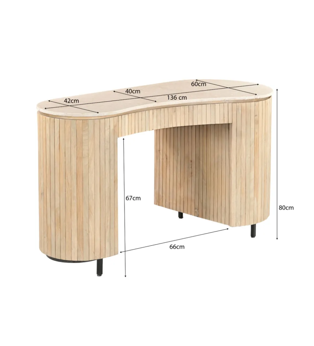 Biurko BRIX DEXTER 136 cm drewno mango kamień bottecino