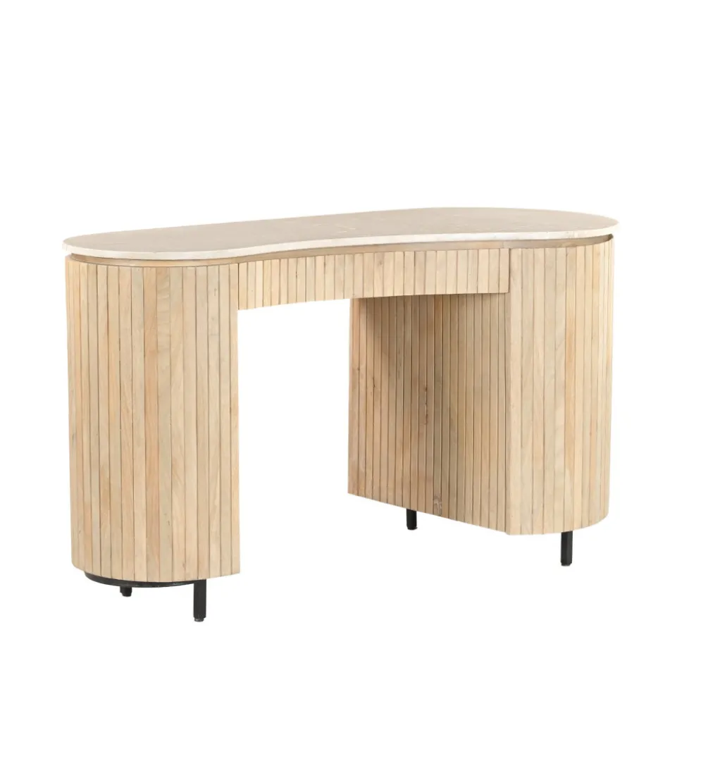 Biurko BRIX DEXTER 136 cm drewno mango kamień bottecino