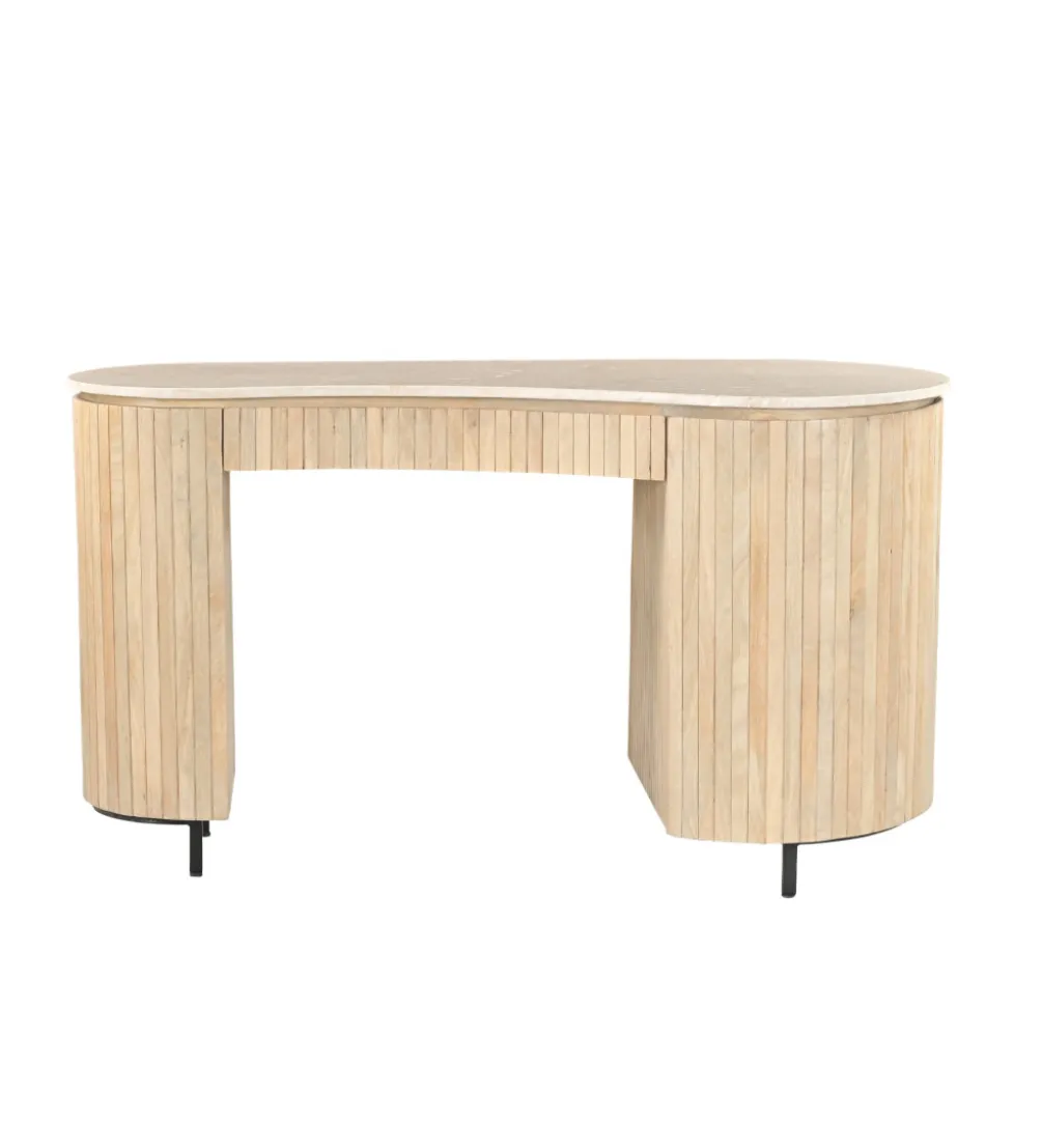 Biurko BRIX DEXTER 136 cm drewno mango kamień bottecino