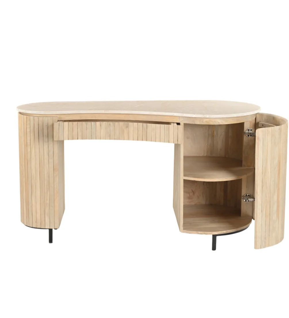 Biurko BRIX DEXTER 136 cm drewno mango kamień bottecino