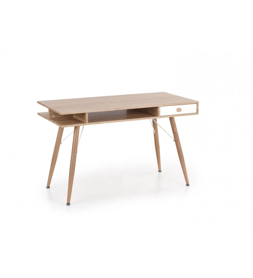 Biurko DOLORES 120 cm w odcieniu dąb sonoma - biały